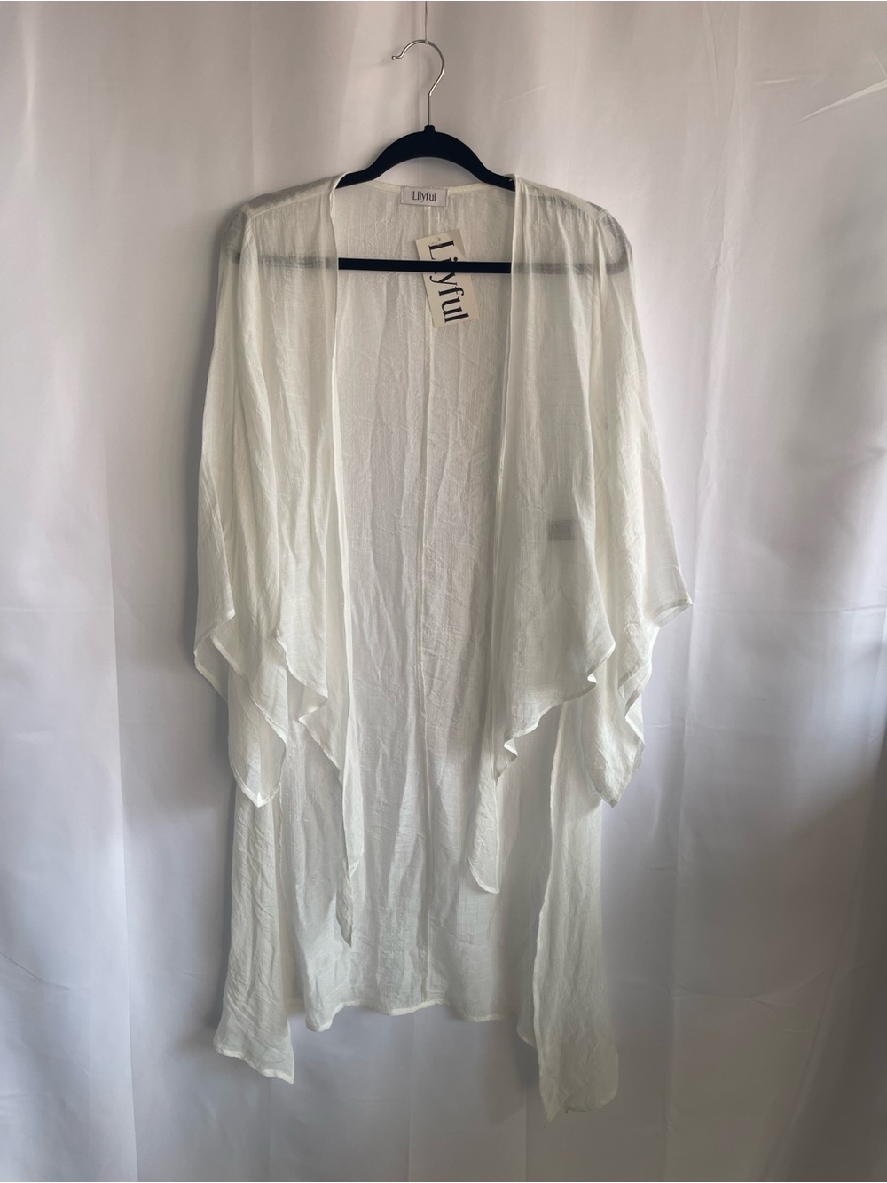 Lilyful White Sheer Swim Coverup Kimono Cardigan